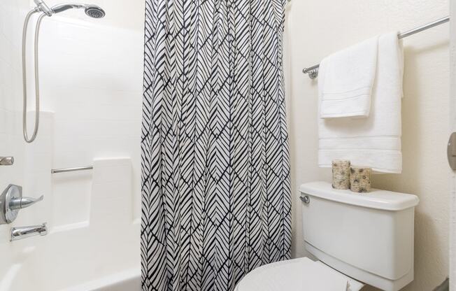 Bathroom with shower and toilet at Woodbend, Alta Loma, CA, 91701