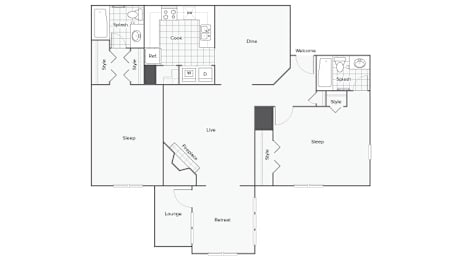 2 beds, 2 baths, 1,200 sqft, $1,516