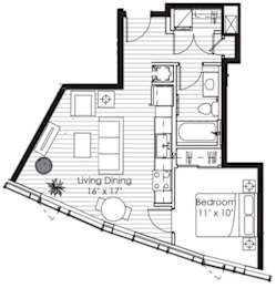 1 bed, 1 bath, 615 sqft, $2,667