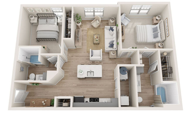 2 beds, 2 baths, 952 sqft, $1,401