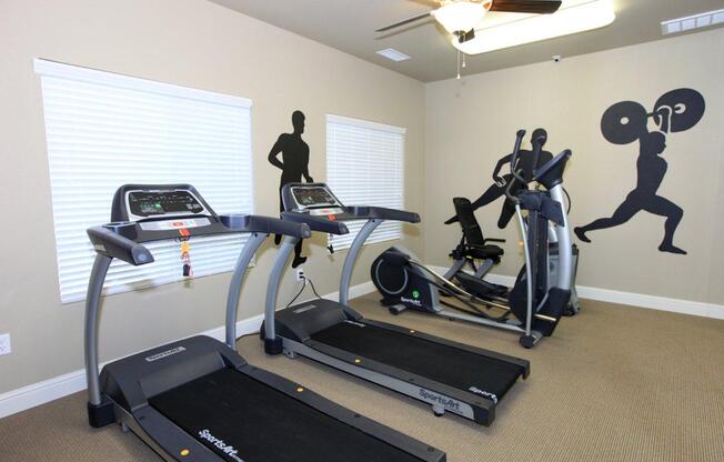 This is the fitness center at Greystone Apartments