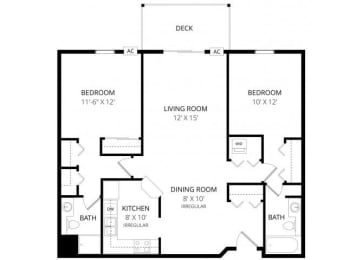 2 beds, 2 baths, 1,045 sqft, $1,705