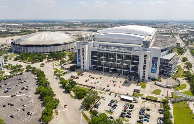 an aerial view of a stadium in Houston