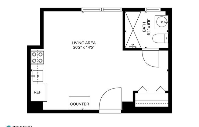 Studio, 1 bath, 266 sqft, $1,315, Unit 7450-35
