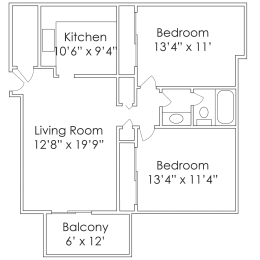 2 beds, 1 bath, 860 sqft, $1,039