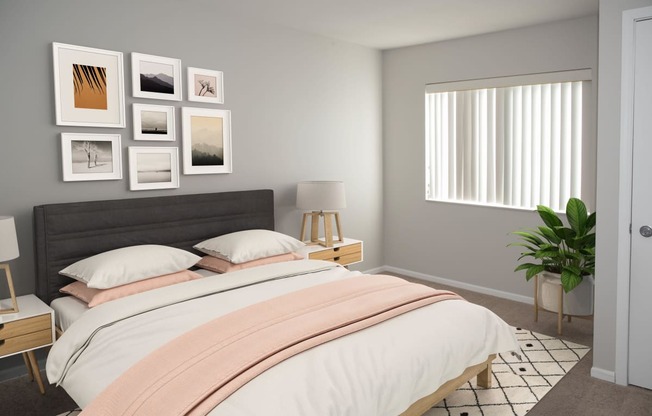 Bedroom with Bed and Windows for Natural Light