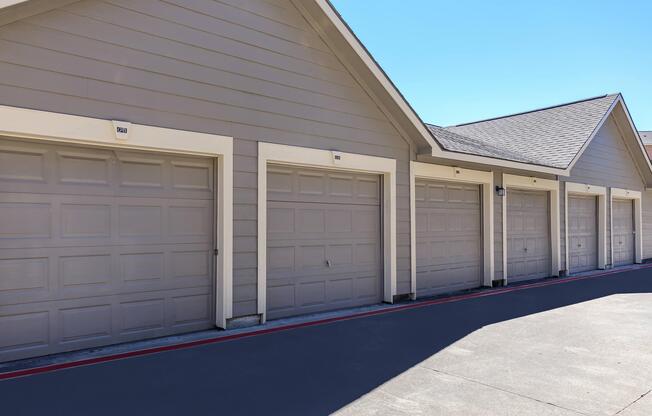 a row of car garages
