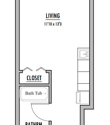 Studio, 1 bath, 320 sqft, $1,095, Unit #102