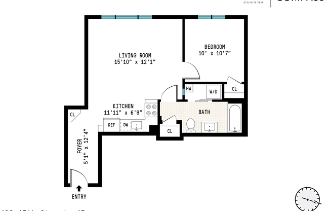 1 bed, 1 bath, $3,250, Unit 4E