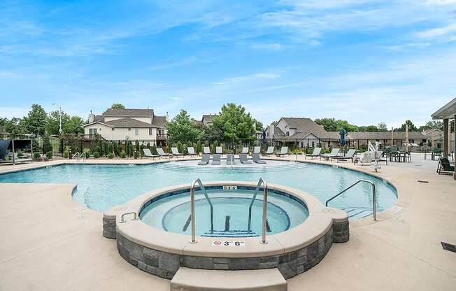 Zero-Entry Pool With Attached Hot Tub