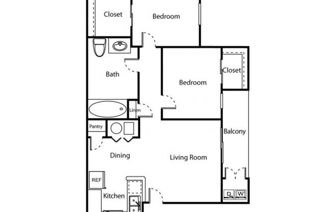 2 beds, 1 bath, 810 sqft, $2,075, Unit E145