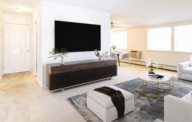 Living Room With TV at Heatherwood House at Patchogue, New York