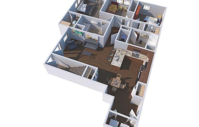 a floor plan of a house with a wooden floor