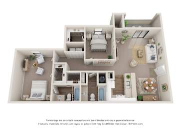 2 beds, 2 baths, 1,104 sqft, $1,300