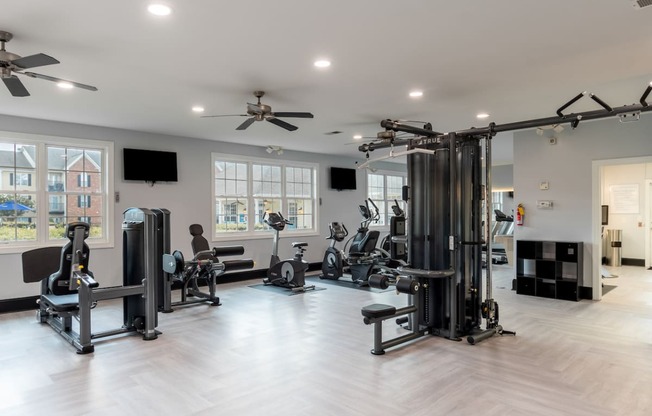 the gym at the flats at big tex apartments