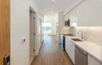 Studio Kitchen with Hard Surface Flooring