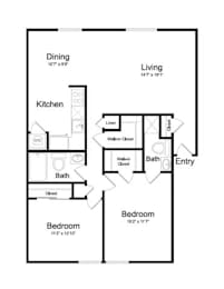 2 beds, 2 baths, 1,152 sqft, $1,870
