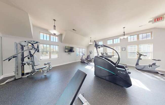 the gym at the flats at big tex apartments