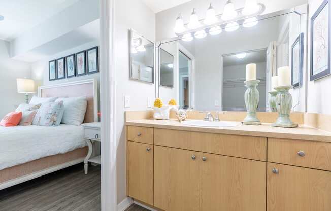 a bathroom with a sink and a mirror at Heritage Bay, Florida, 34957