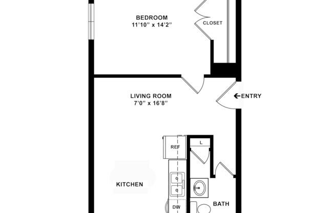 1 bed, 1 bath, 593 sqft, $1,220