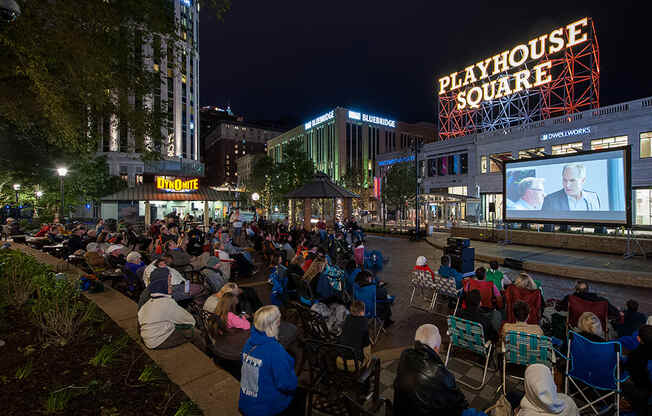 Watching a film on US Bank Plaza at The Terminal Tower Residences Apartments, Ohio