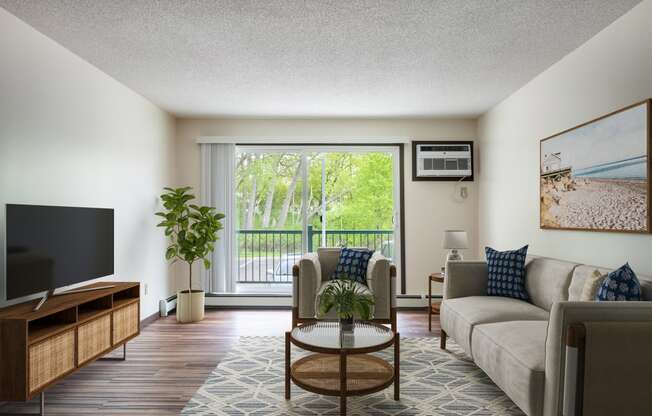 Living Room With TV at Pheasant Park Apartments, New Hope, 55428-5401