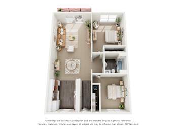 2 beds, 1 bath, 670 sqft, $1,449