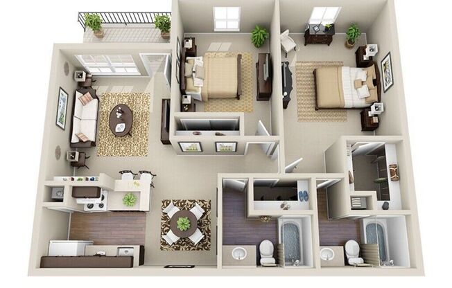 2 beds, 2 baths, 885 sqft, $1,255