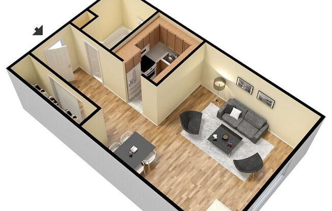 Studio, 1 bath, 466 sqft, $2,685