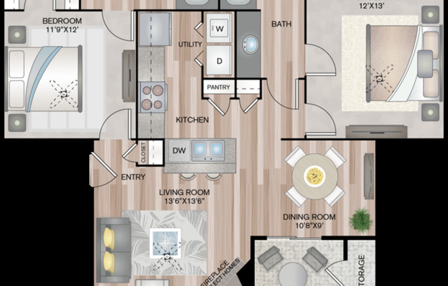 2 beds, 2 baths, 1,028 sqft, $1,606