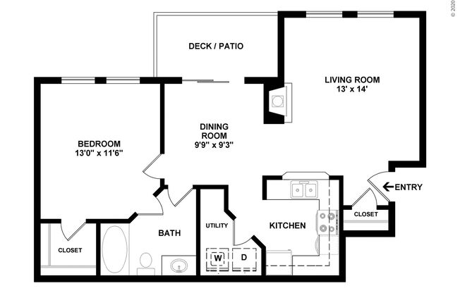 1 bed, 1 bath, 725 sqft, $1,415