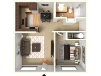 1 bed, 1 bath, 540 sqft, $1,259