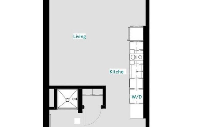 Studio, 1 bath, 388 sqft, $1,100, Unit 704