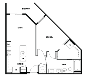 1 bed, 1 bath, 763 sqft, $1,314