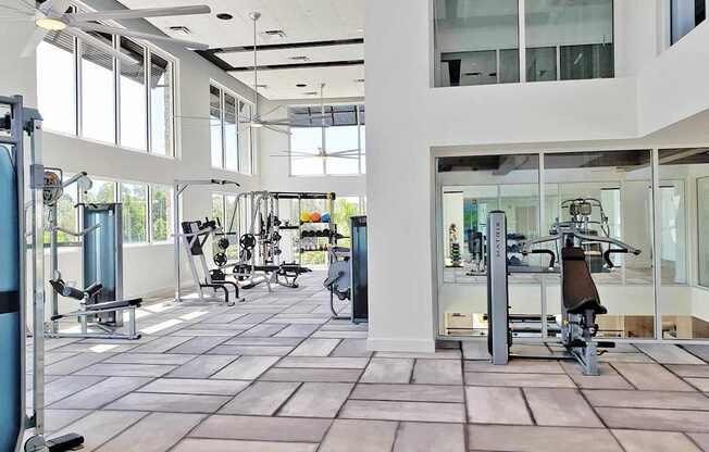 Fitness center with cardio and weight machines