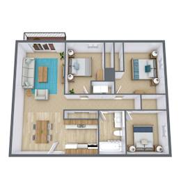 3 beds, 1 bath, 1,044 sqft, $900