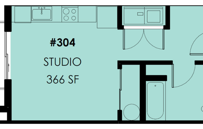Studio, 1 bath, 327 sqft, $1,570, Unit 4th #304
