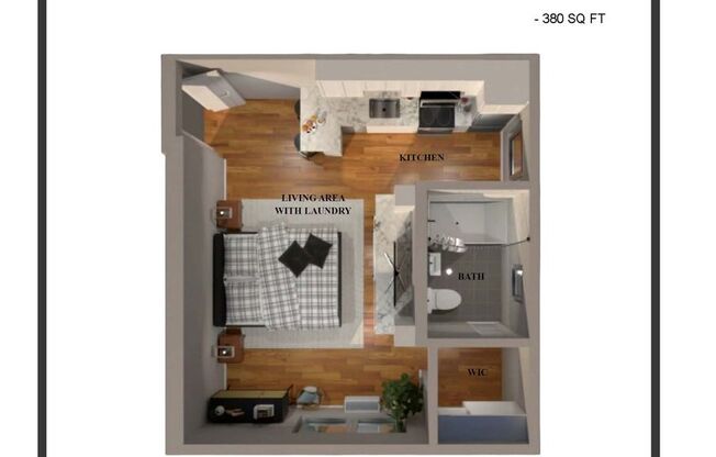 Studio, 1 bath, 380 sqft, $1,995, Unit 210