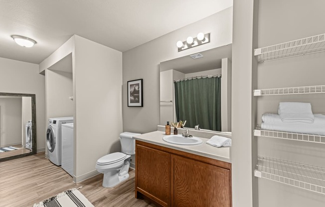 our apartments offer a spacious bathroom with a washer and dryer