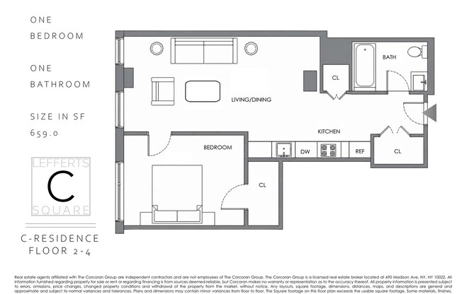 1 bed, 1 bath, $2,851, Unit 3C