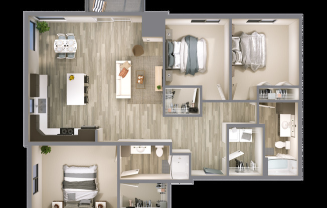 3 beds, 2 baths, 1,318 sqft, $1,705, Unit 117