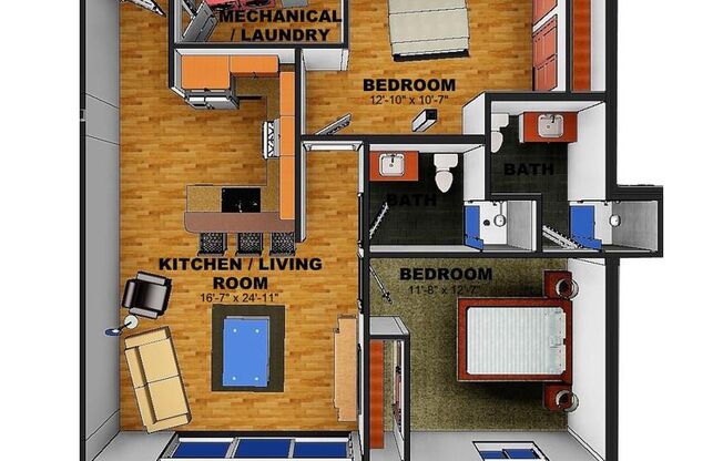 2 beds, 2 baths, 1,062 sqft, $1,975, Unit 308