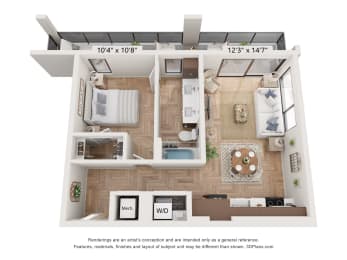 1 bed, 1 bath, 633 sqft, $1,597