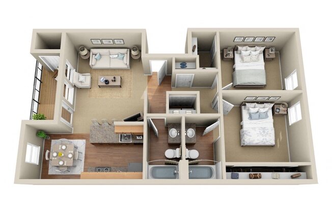 2 beds, 2 baths, 961 sqft, $1,805