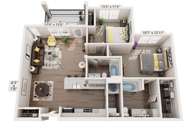 2 beds, 2 baths, 1,115 sqft, $1,959, Unit 4303