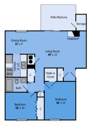 2 beds, 1 bath, 900 sqft, $1,245