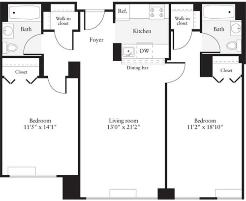 2 beds, 2 baths, 1,023 sqft, $4,703, Unit 1210