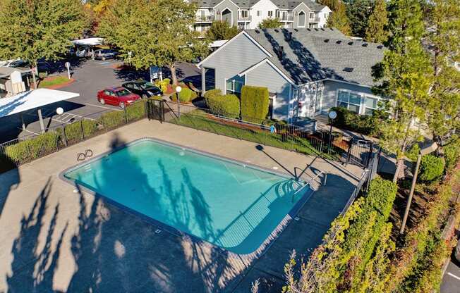 ariel view of pool Aloha Oregon Quatama Village Apartments 