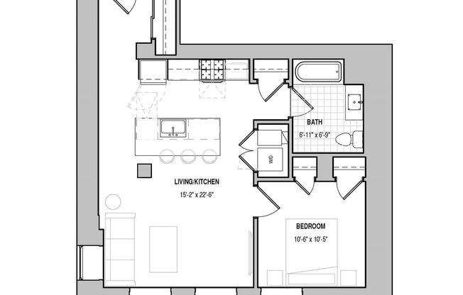 1 bed, 1 bath, 693 sqft, $2,299, Unit 106