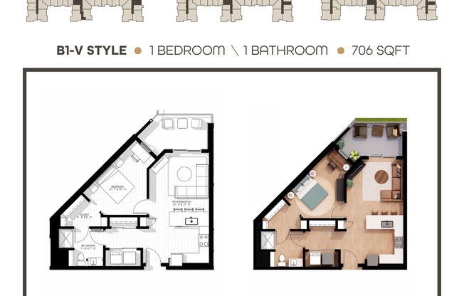1 bed, 1 bath, 706 sqft, $2,050, Unit 138